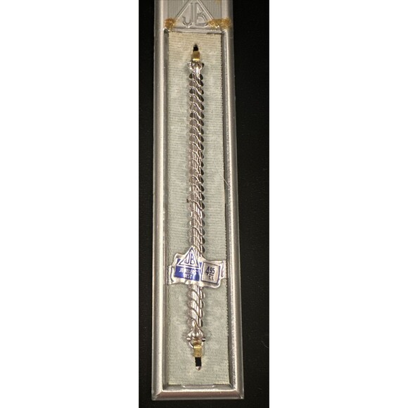VINTAGE NOS JB CHAMPION SILVER TONE LADIES STRETCH WATCH BAND 7mm WIDTH - Picture 1 of 6
